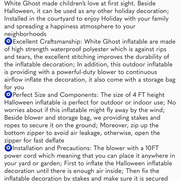 Cute Ghost Outdoor Halloween Decoration Blow Up Yard Ghost with Built-in LEDs - Picture 7 of 7
